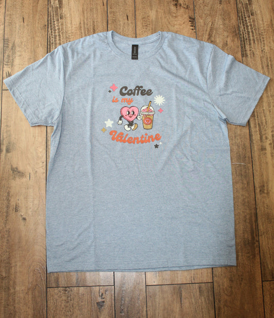 Retro "Coffee is my Valentine" short sleeve t-shirt